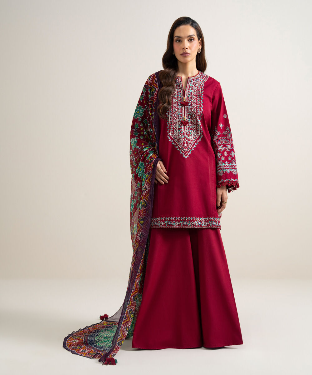 3 Piece - Embroidered Lawn Suit โ Sapphire view 3