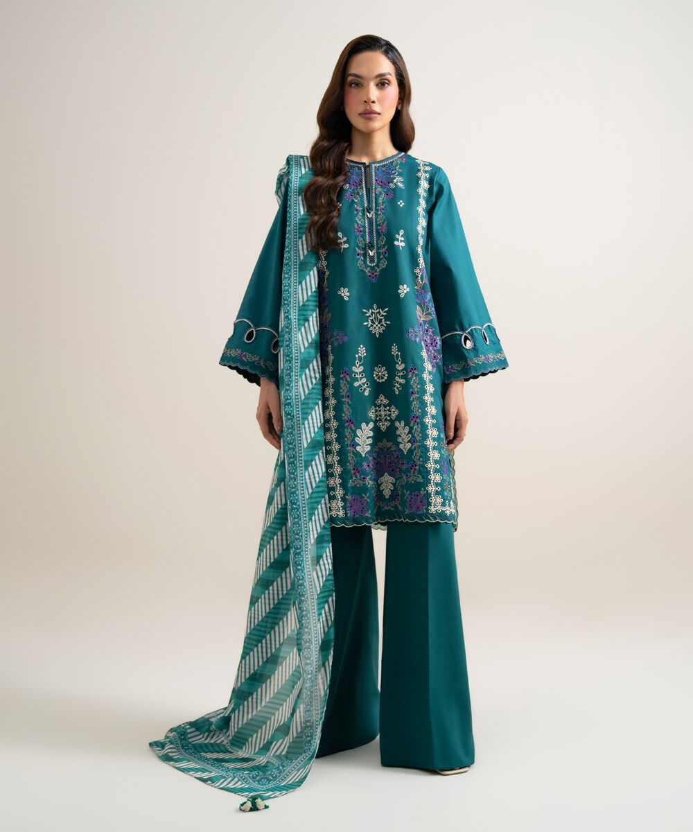 3 Piece - Embroidered Lawn Suit โ Sapphire view 3