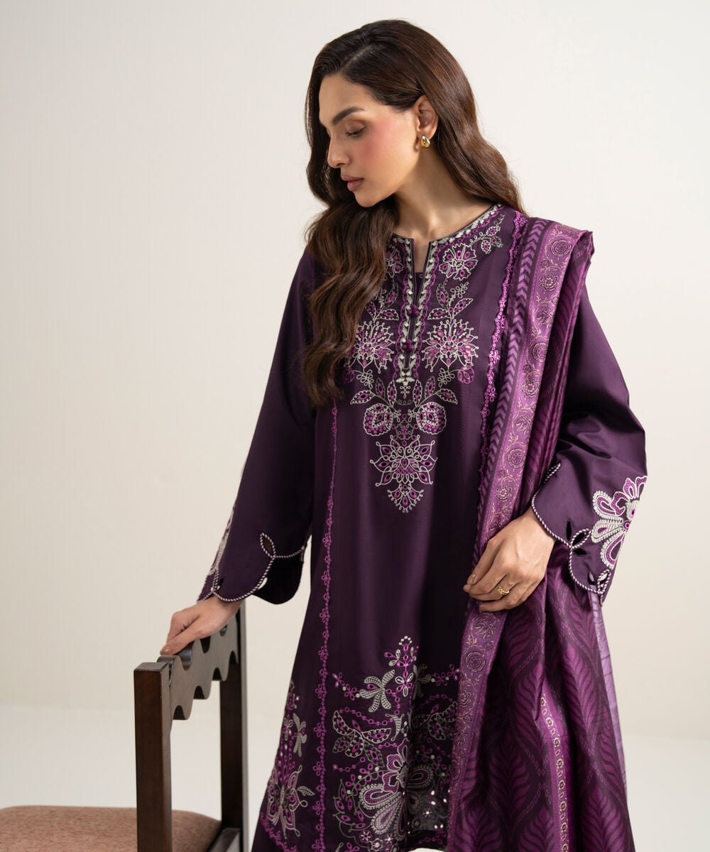 3 Piece - Embroidered Lawn Suit โ Sapphire view 3