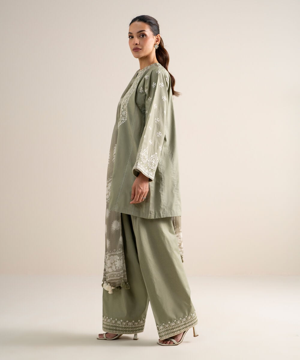 3 Piece - Embroidered Lawn Suit โ Sapphire view 3