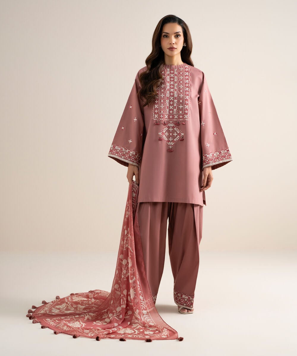 3 Piece - Embroidered Lawn Suit โ Sapphire view 3