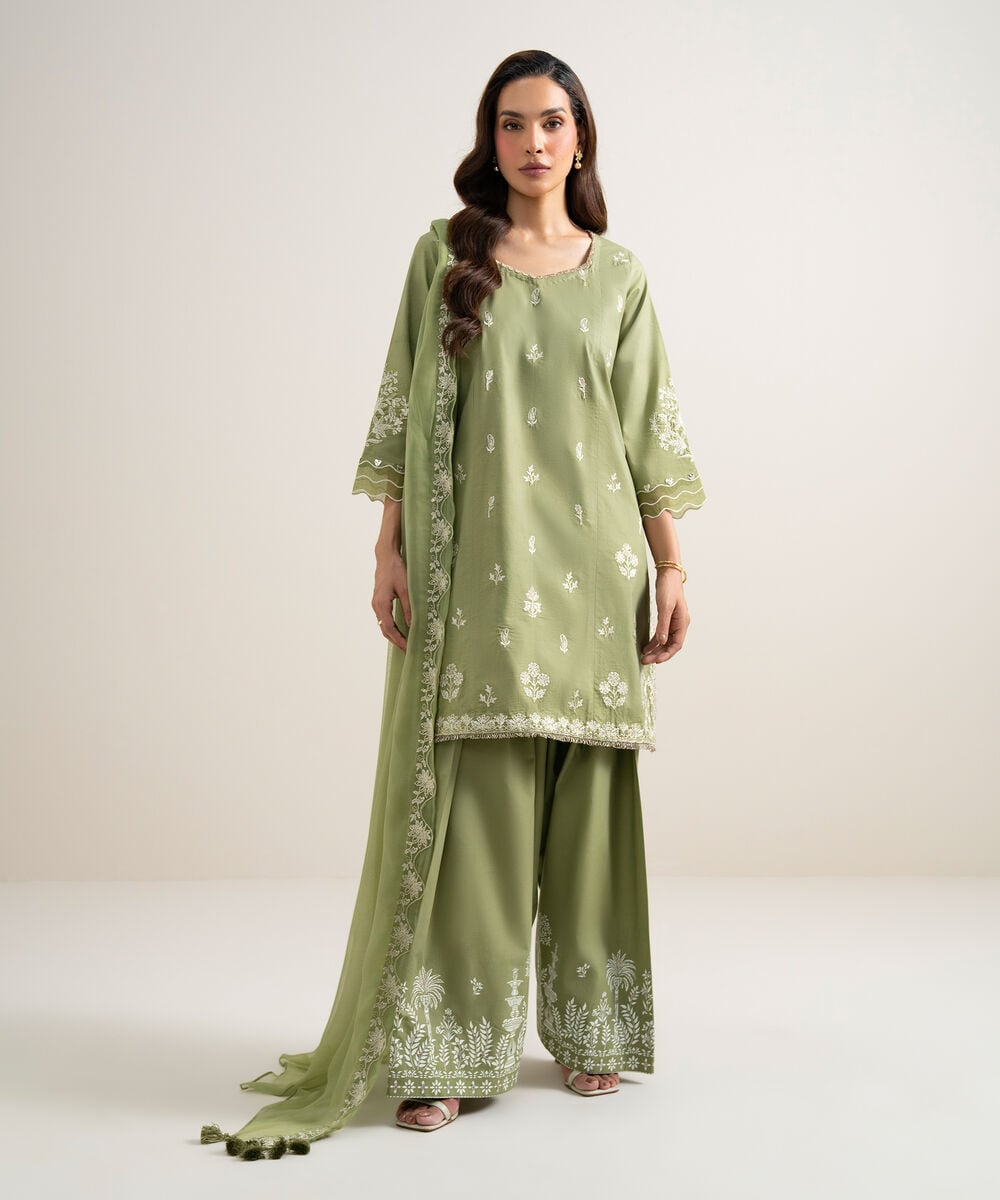 3 Piece - Embroidered Lawn Suit — Sapphire view 3
