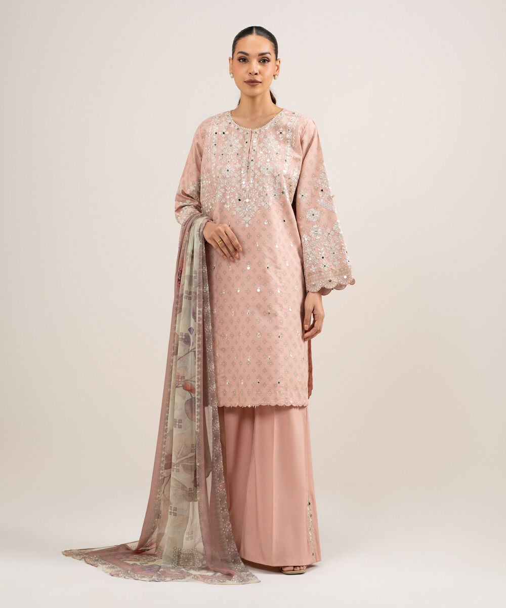 3 Piece - Embroidered Zari Lawn Suit — Sapphire view 3