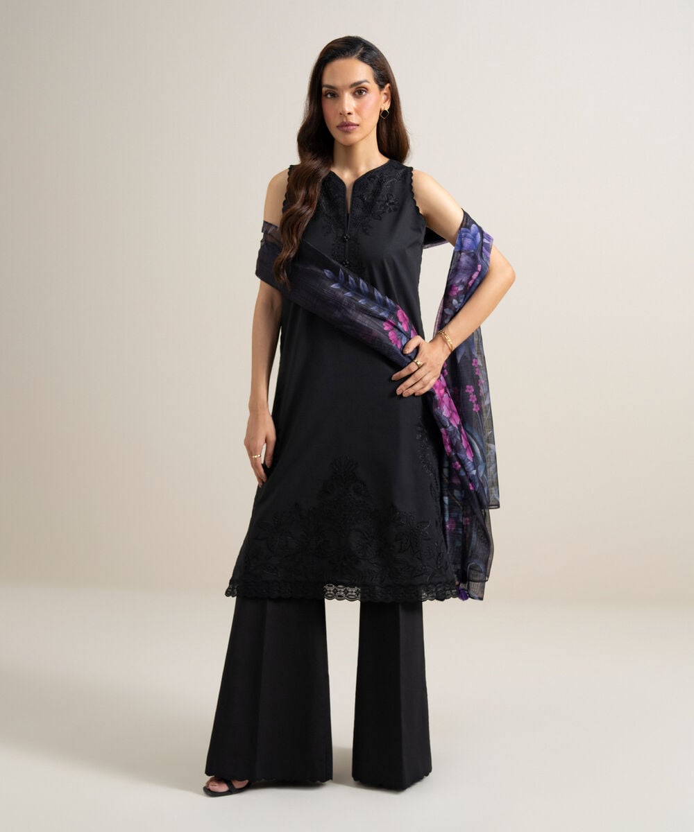 3 Piece - Embroidered Lawn Suit — Sapphire