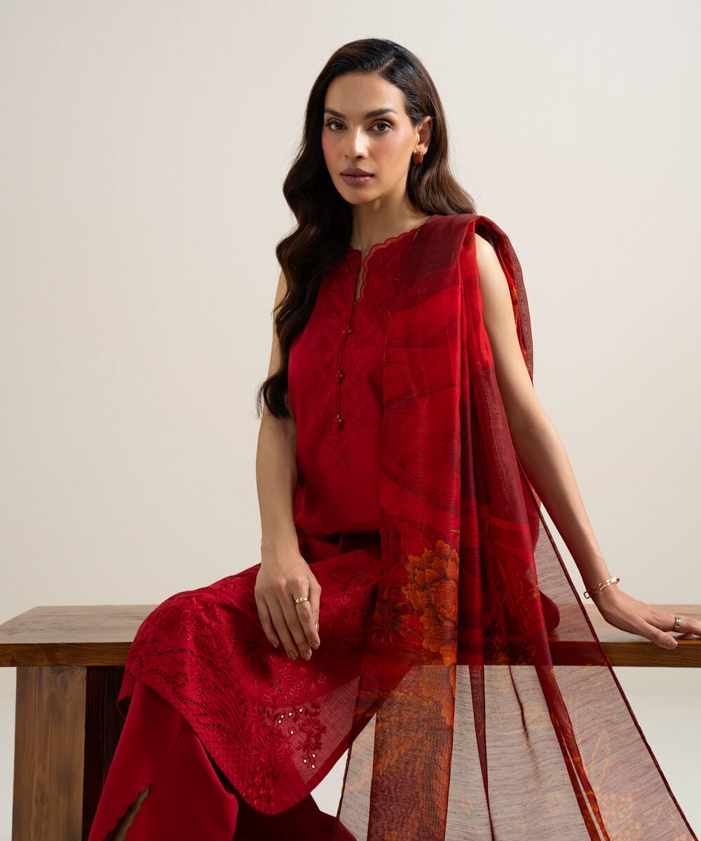 3 Piece - Embroidered Lawn Suit — Sapphire