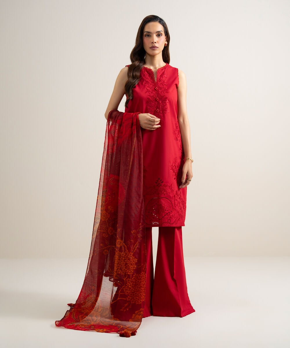3 Piece - Embroidered Lawn Suit โ Sapphire view 3