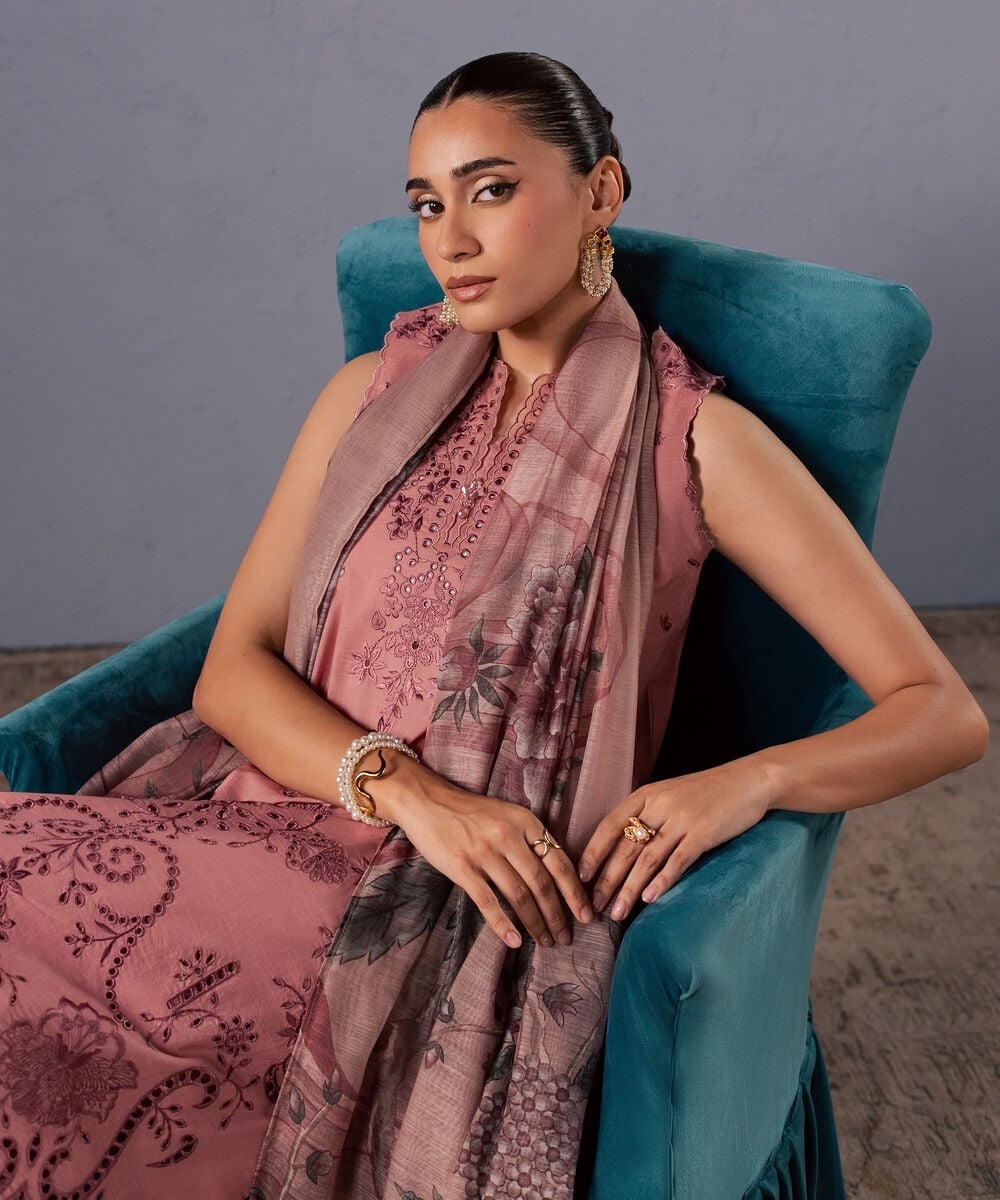 3 Piece - Embroidered Lawn Suit — Sapphire view 3