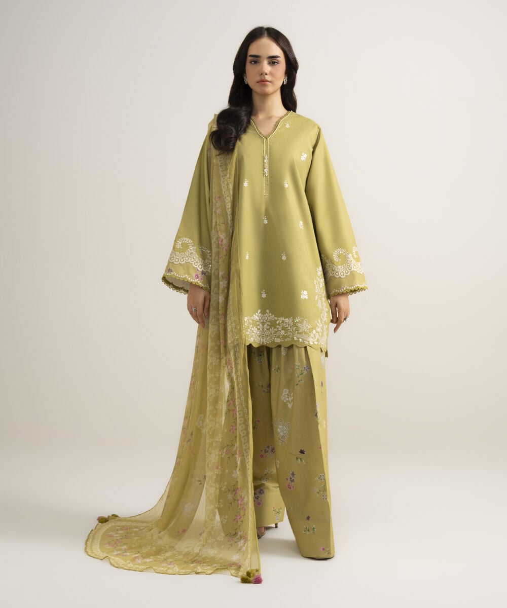 3 Piece - Embroidered Lawn Suit — Sapphire
