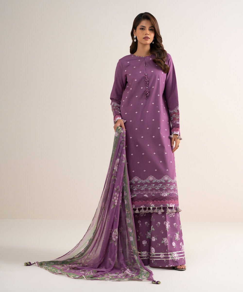 3 Piece - Embroidered Lawn Suit โ Sapphire view 3