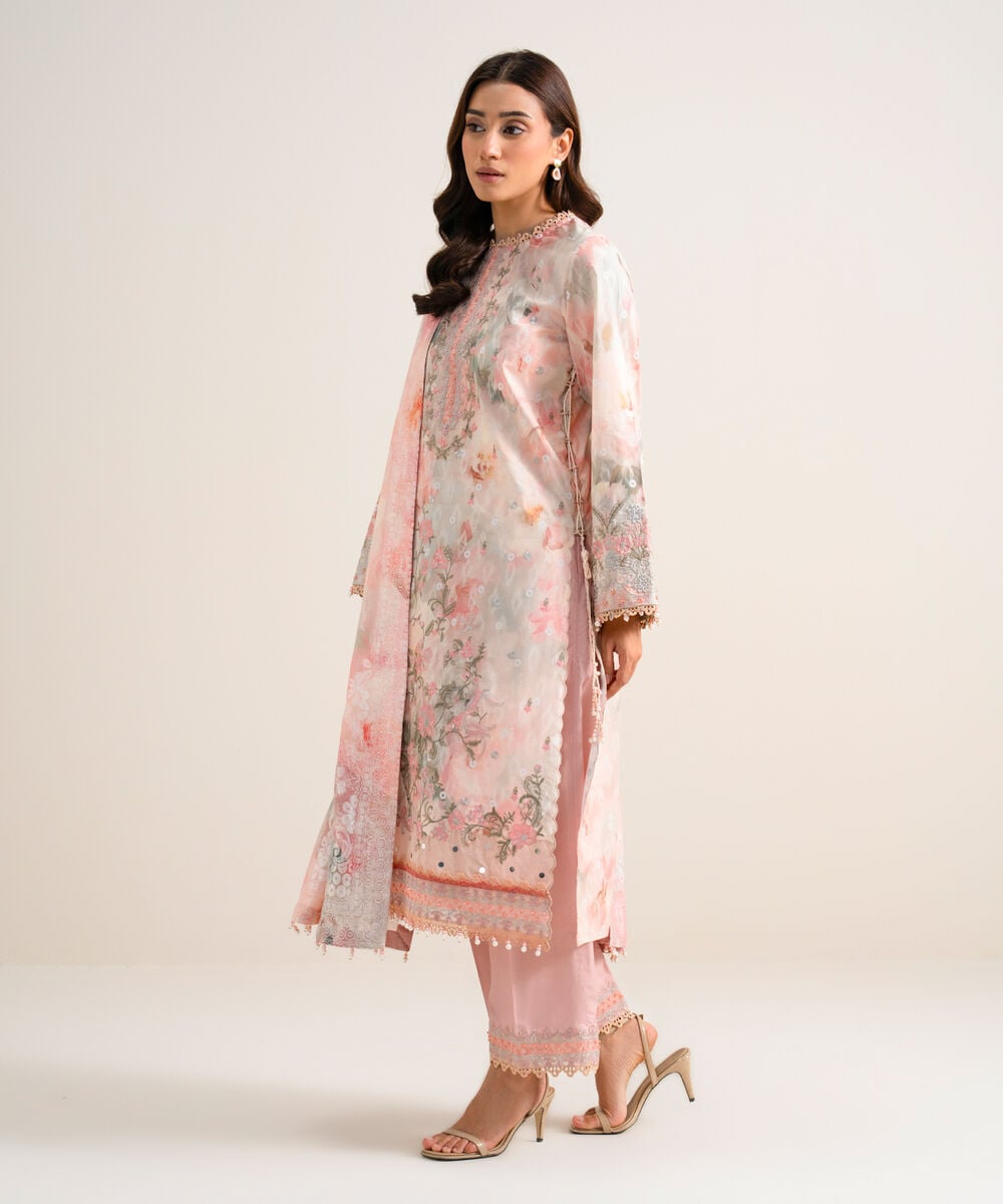 3 Piece - Embroidered Lawn Suit โ Sapphire view 3