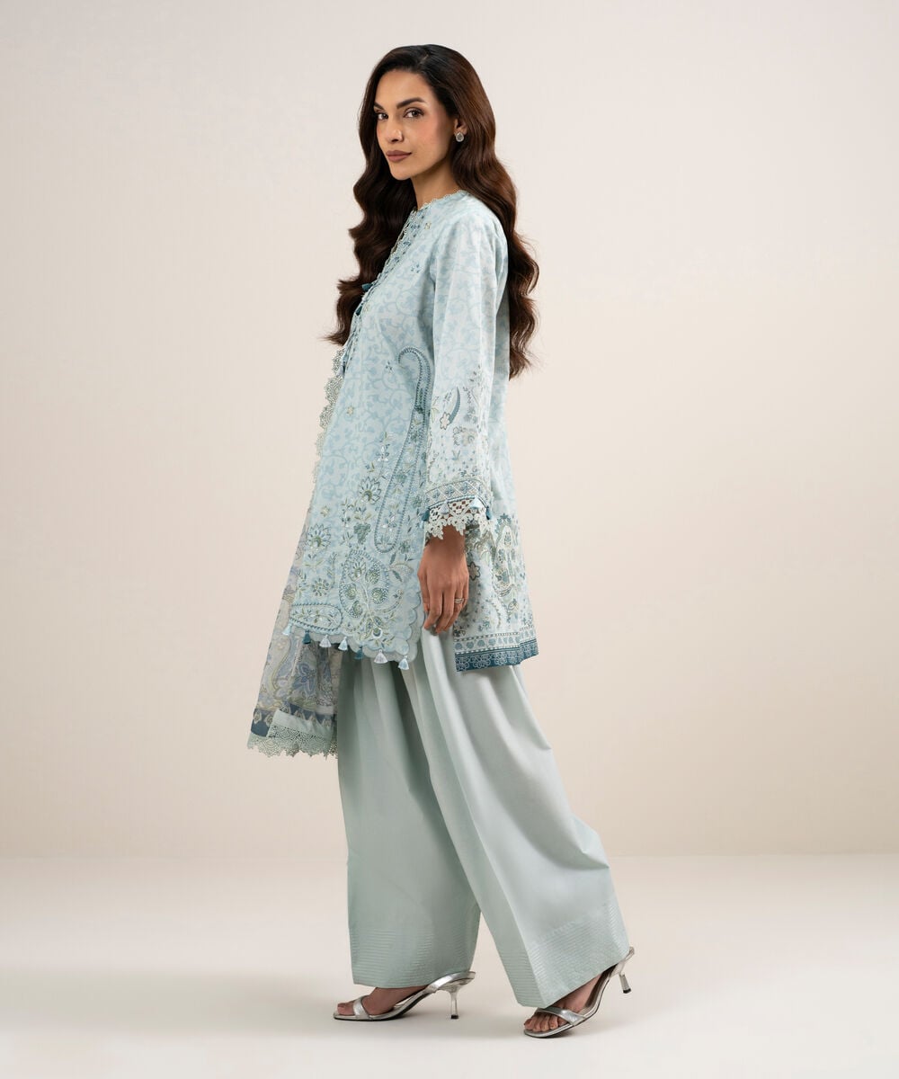 3 Piece - Embroidered Lawn Suit โ Sapphire view 3