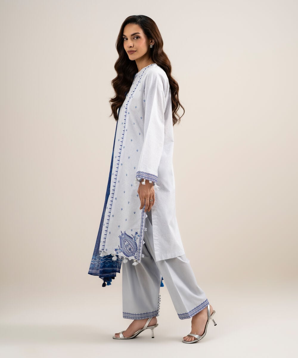 3 Piece - Embroidered Lawn Suit โ Sapphire view 3