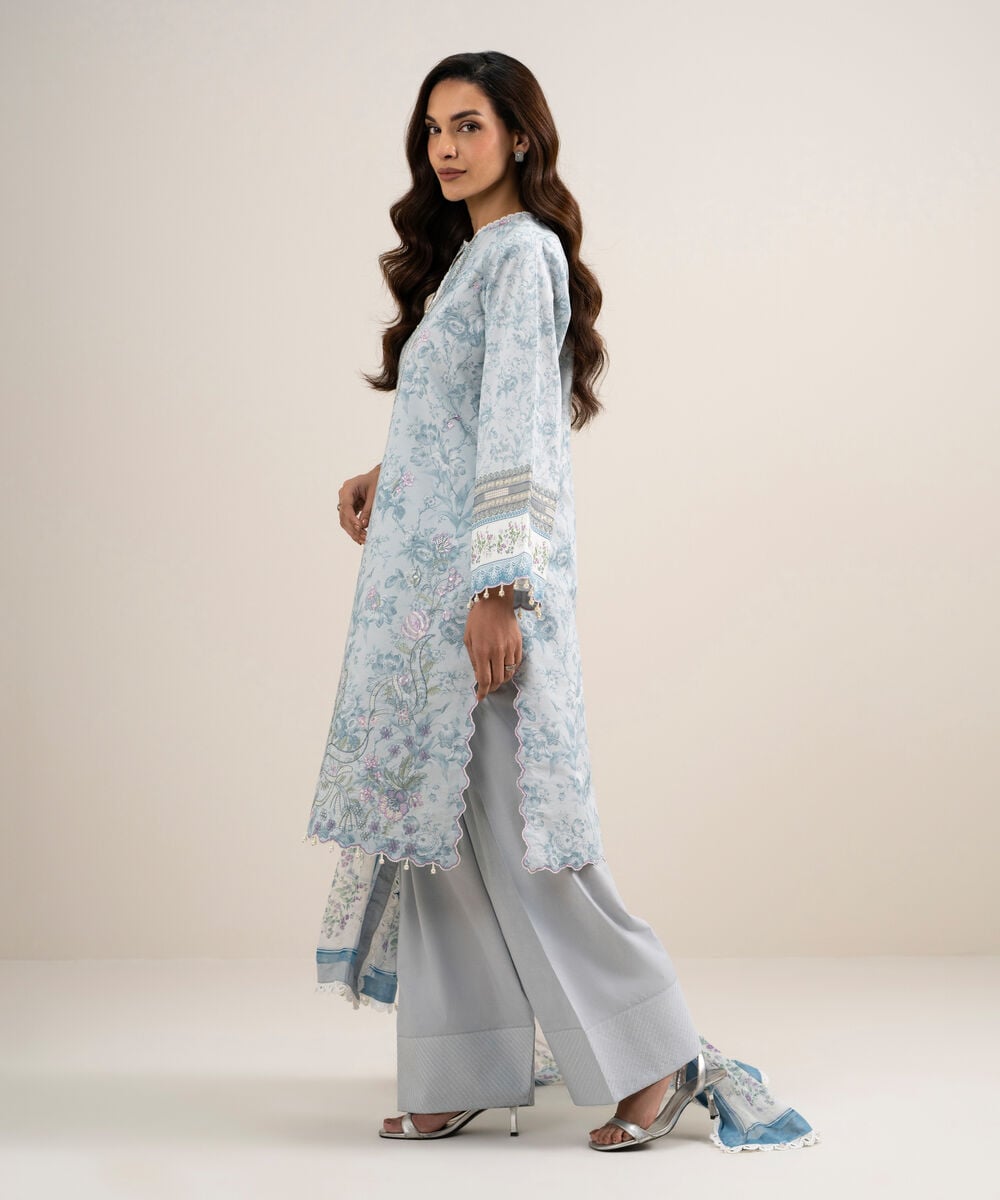 3 Piece - Embroidered Lawn Suit โ Sapphire view 3