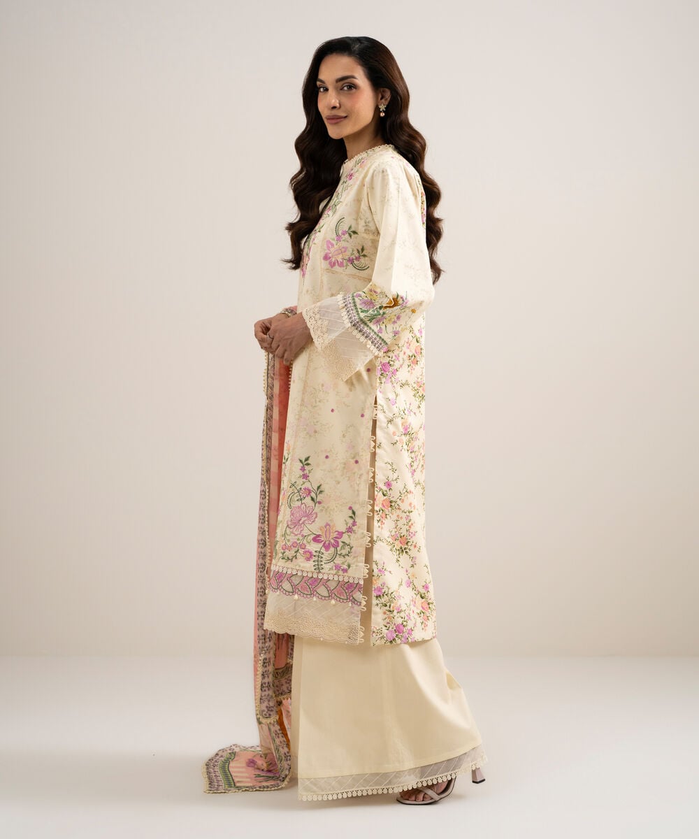 3 Piece - Embroidered Lawn Suit โ Sapphire view 3