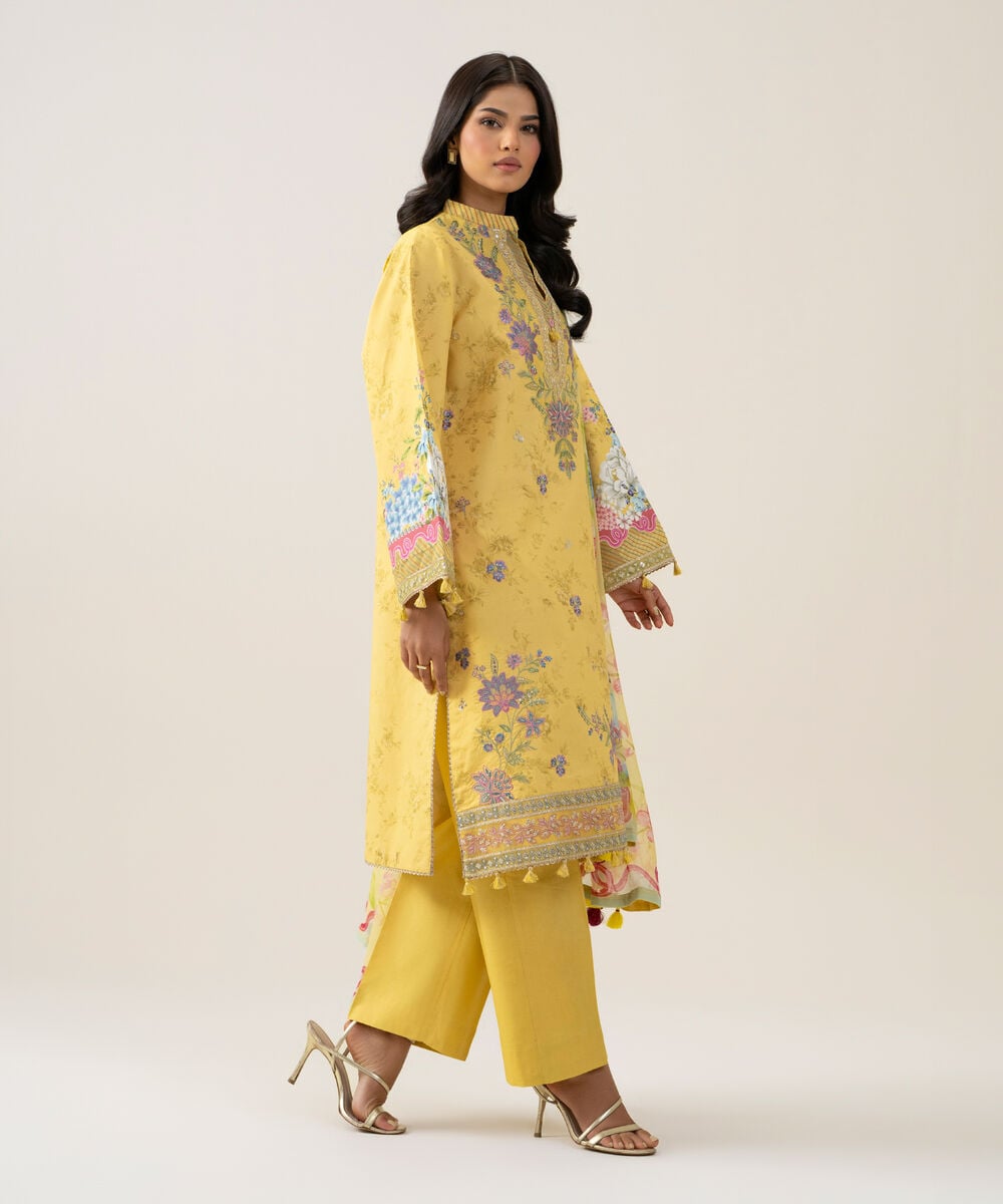 3 Piece - Embroidered Cotton Suit โ Sapphire view 3