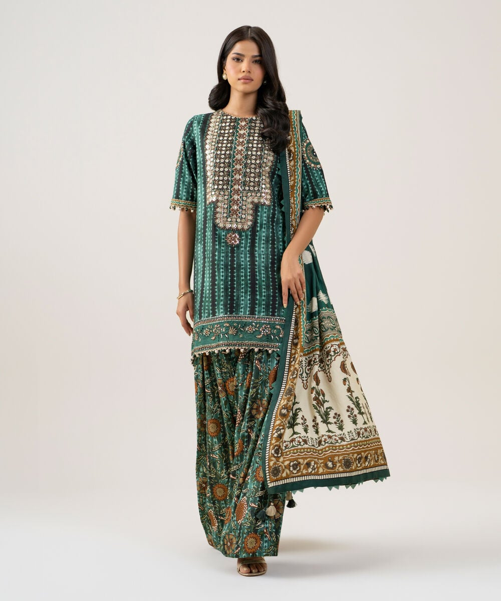 3 Piece - Embroidered Linen Suit โ Sapphire view 3