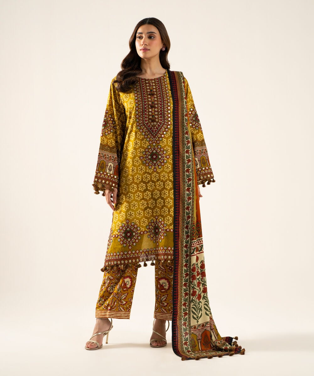3 Piece - Embroidered Linen Suit — Sapphire