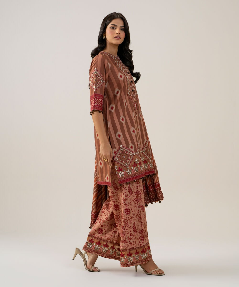 3 Piece - Embroidered Linen Suit โ Sapphire view 3