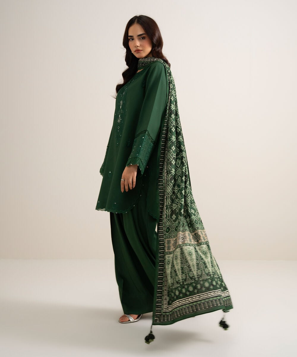 3 Piece - Embroidered Linen Suit โ Sapphire view 3