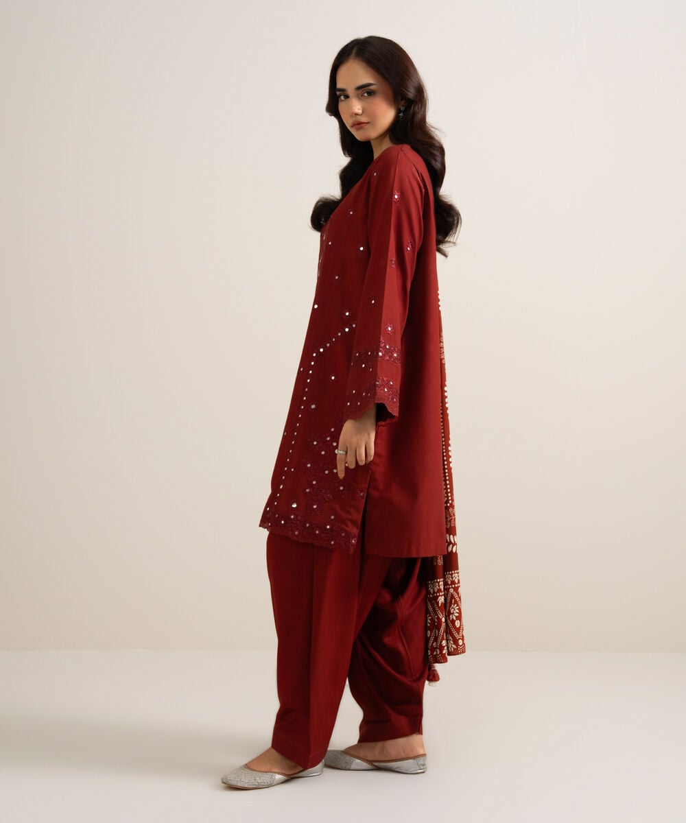 3 Piece - Embroidered Linen Suit โ Sapphire view 3