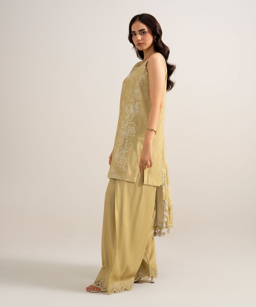 3 Piece - Embroidered Linen Suit โ Sapphire view 3