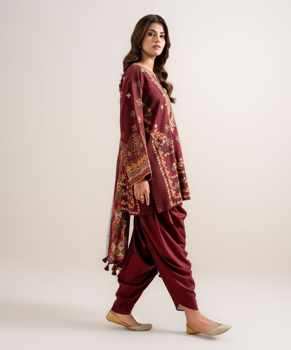 3 Piece - Embroidered Linen Suit โ Sapphire view 3