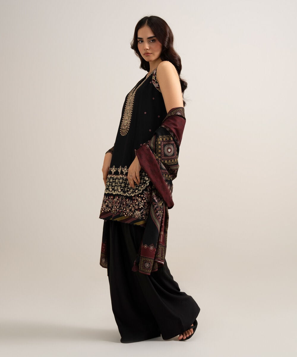 3 Piece - Embroidered Linen Suit โ Sapphire view 3