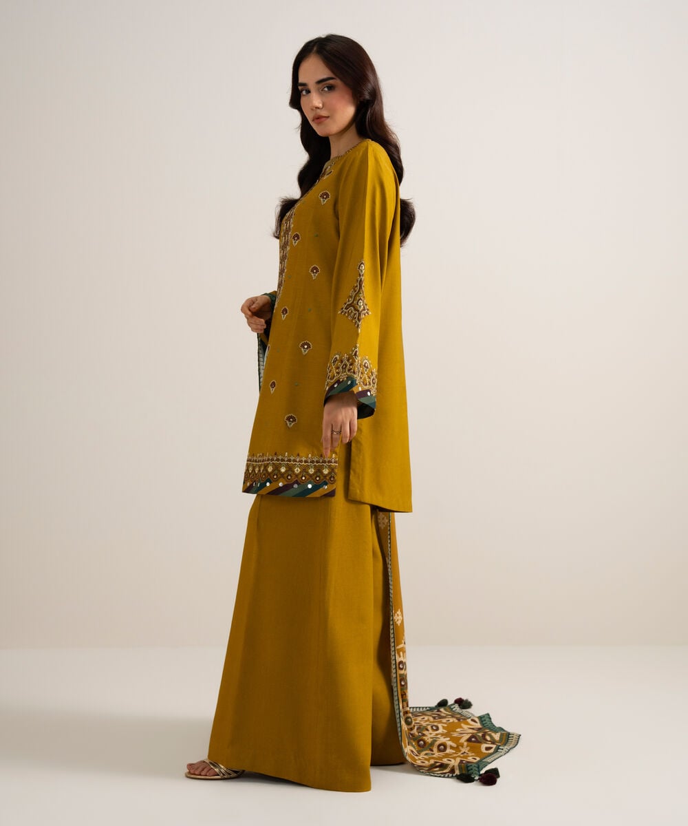 3 Piece - Embroidered Linen Suit โ Sapphire view 3