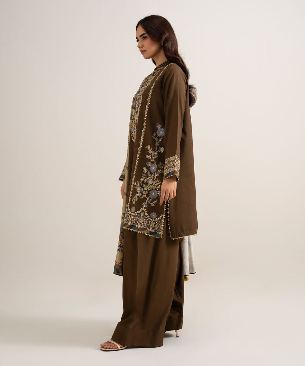3 Piece - Embroidered Linen Suit โ Sapphire view 3