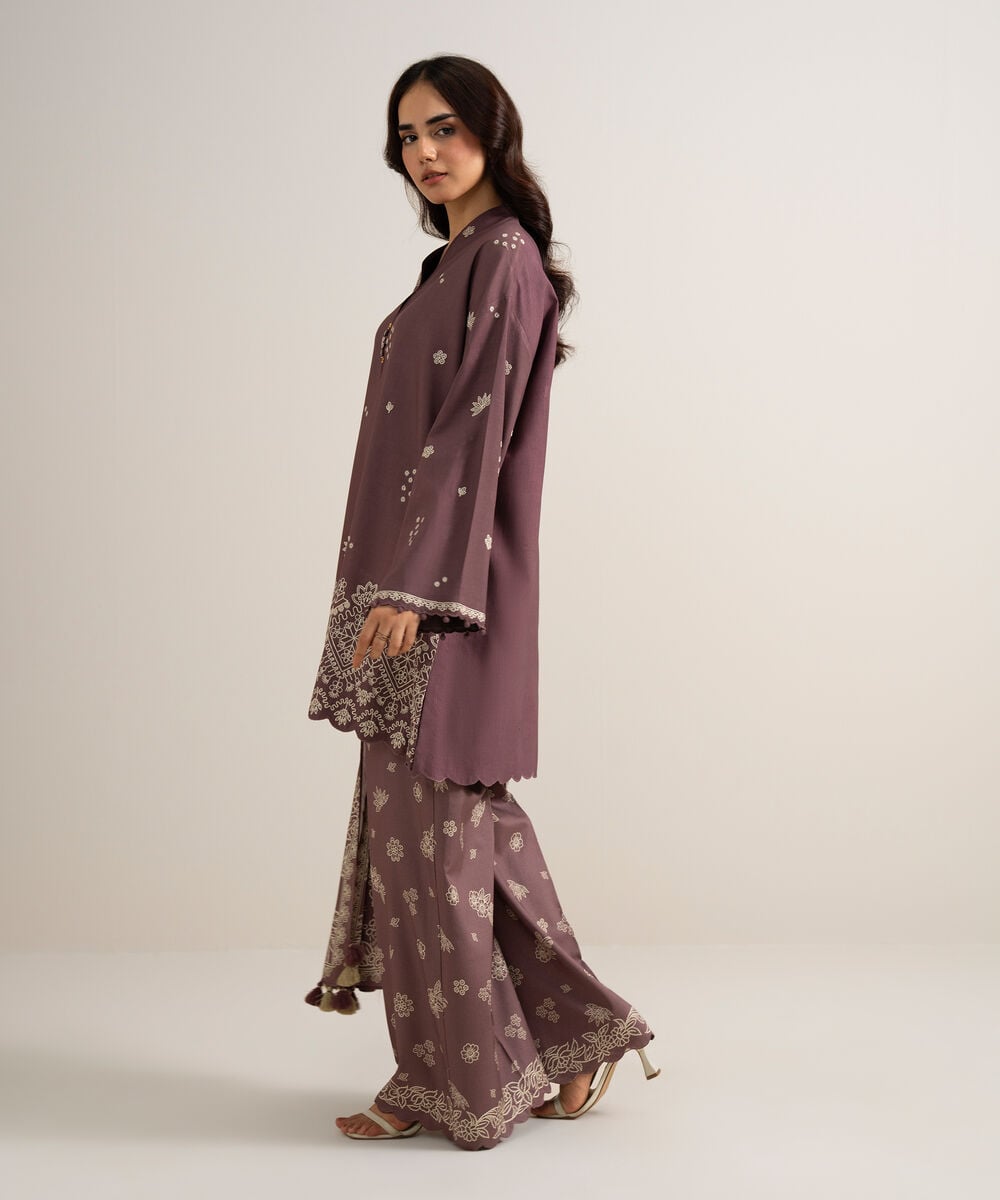 3 Piece - Embroidered Linen Suit — Sapphire