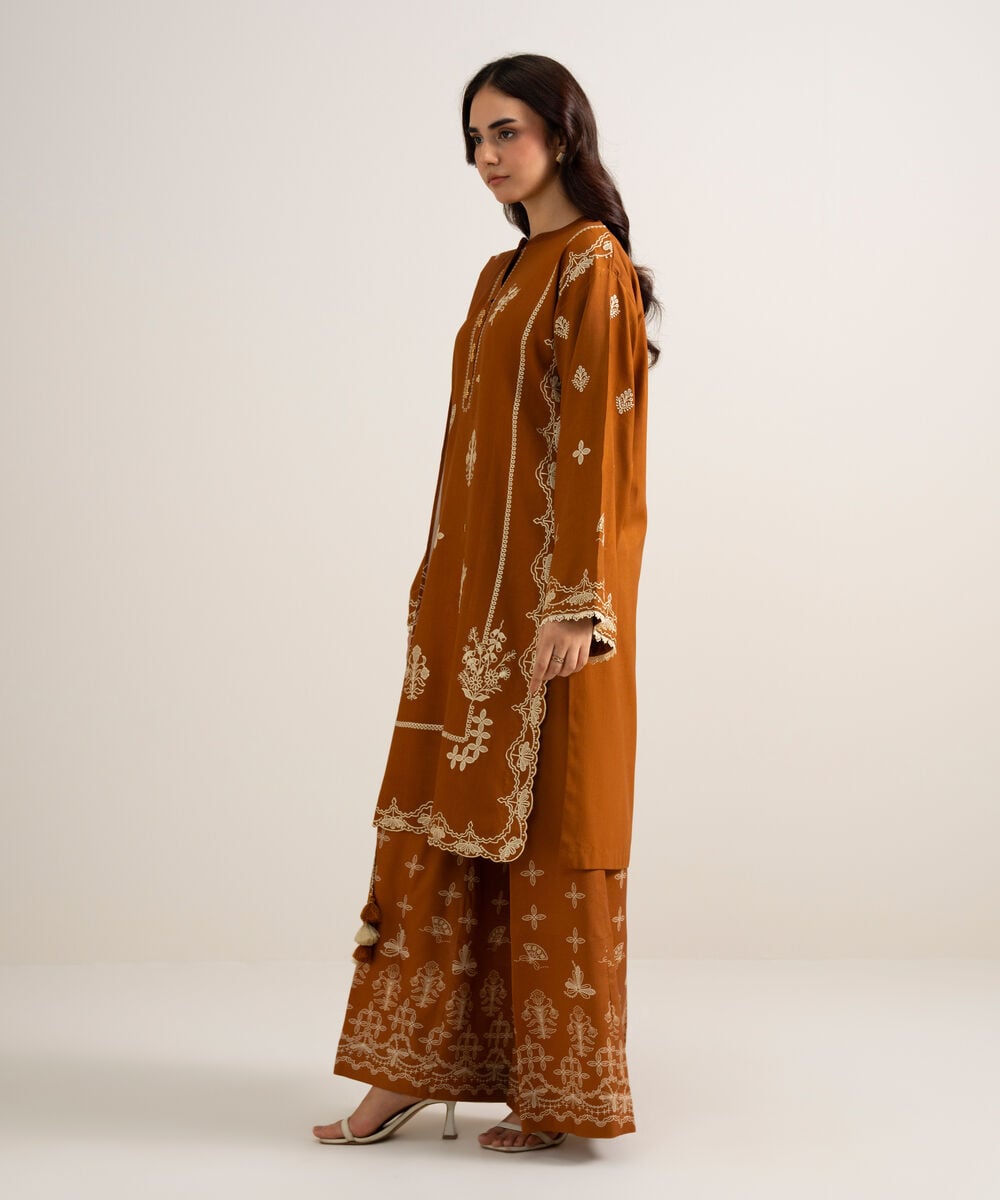 3 Piece - Embroidered Linen Suit โ Sapphire view 3
