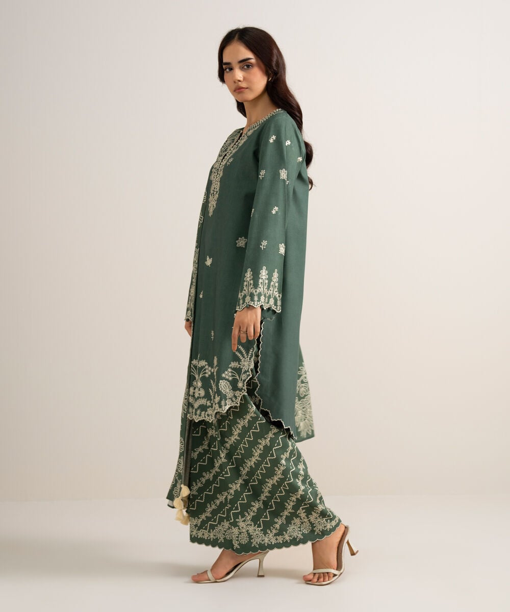 3 Piece - Embroidered Linen Suit โ Sapphire view 3