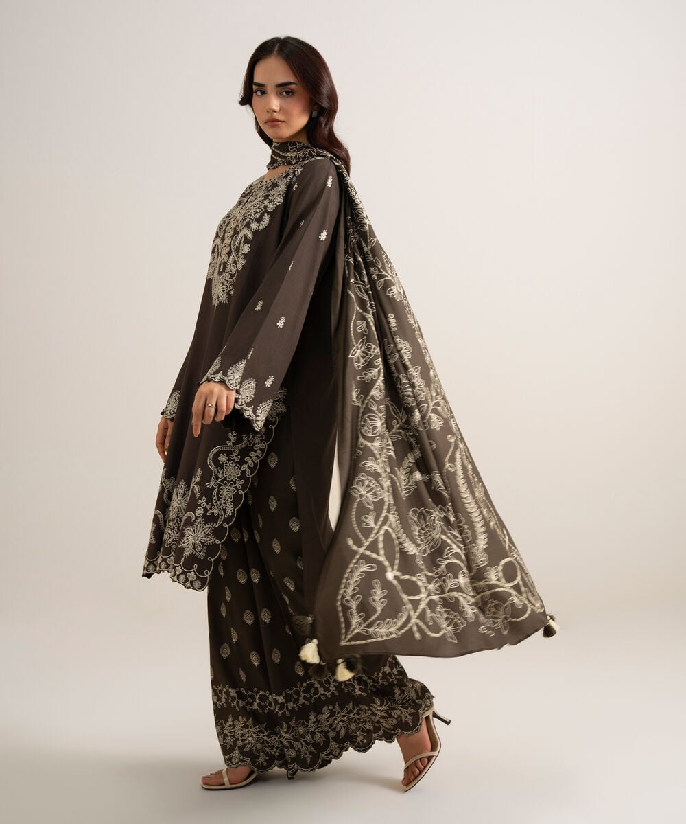 3 Piece - Embroidered Linen Suit โ Sapphire view 3