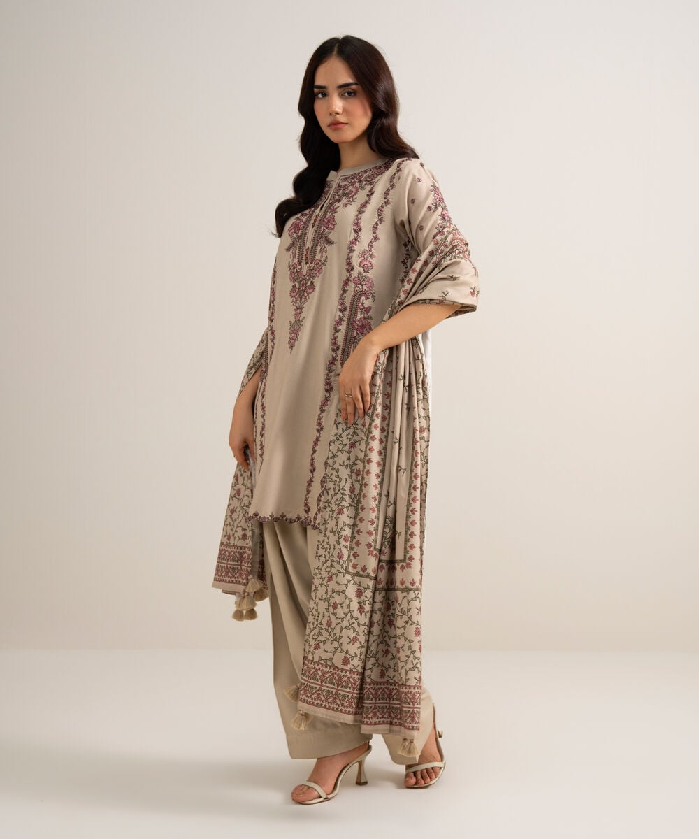 3 Piece - Embroidered Linen Suit โ Sapphire view 3