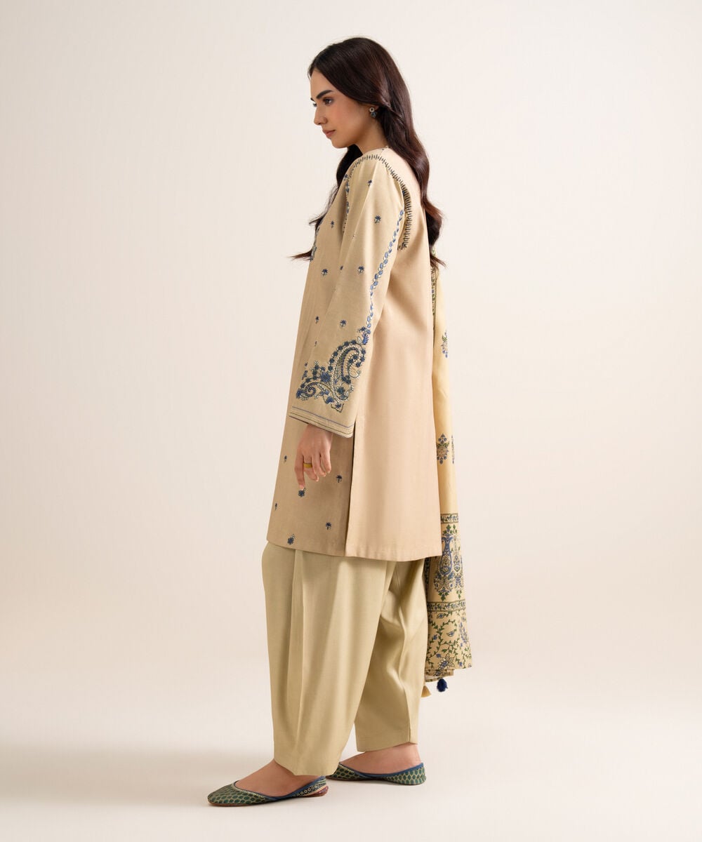 3 Piece - Embroidered Linen Suit โ Sapphire view 3
