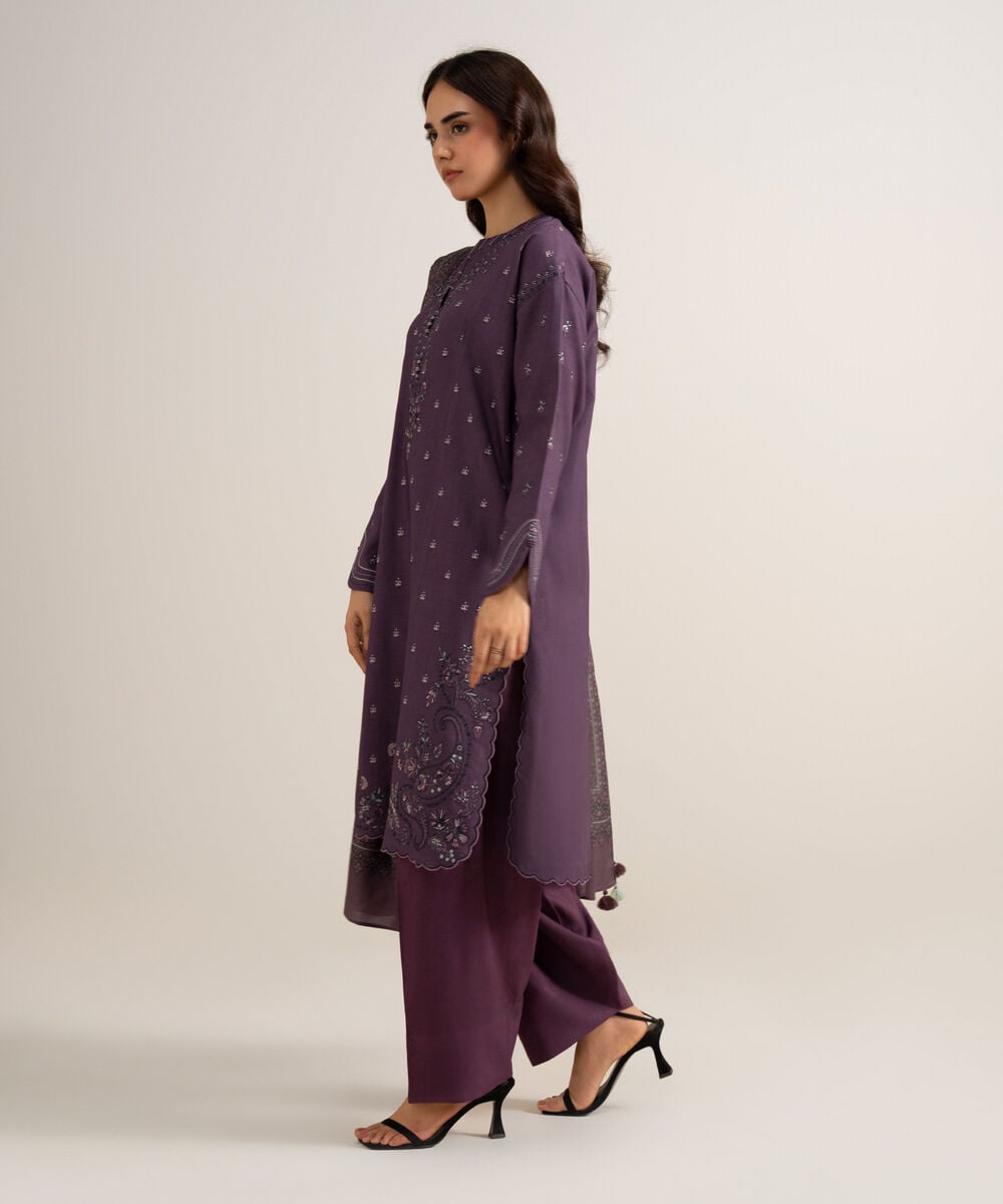 3 Piece - Embroidered Linen Suit โ Sapphire view 3