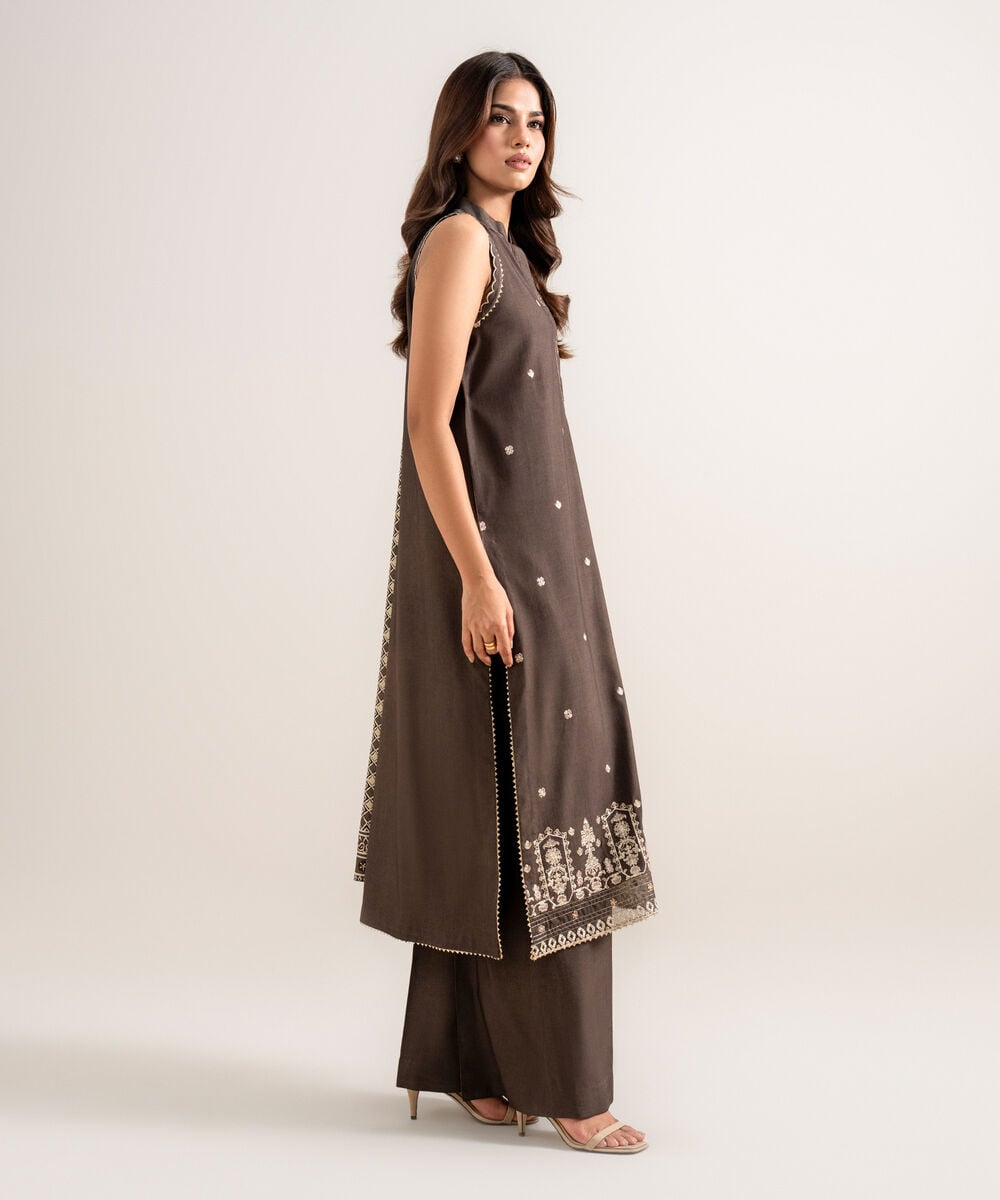 3 Piece - Embroidered Linen Suit โ Sapphire view 3