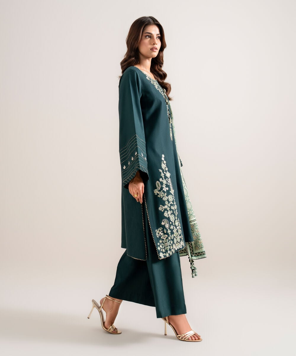 3 Piece - Embroidered Linen Suit โ Sapphire view 3