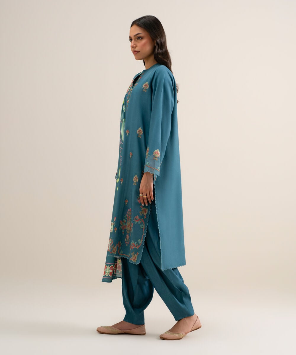 3 Piece - Embroidered Linen Suit โ Sapphire view 3