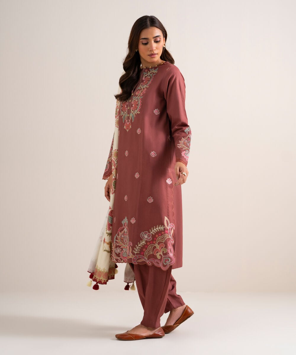 3 Piece - Embroidered Linen Suit — Sapphire view 3