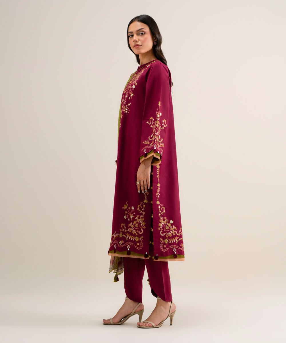 3 Piece - Embroidered Cotton Viscose Suit โ Sapphire view 3