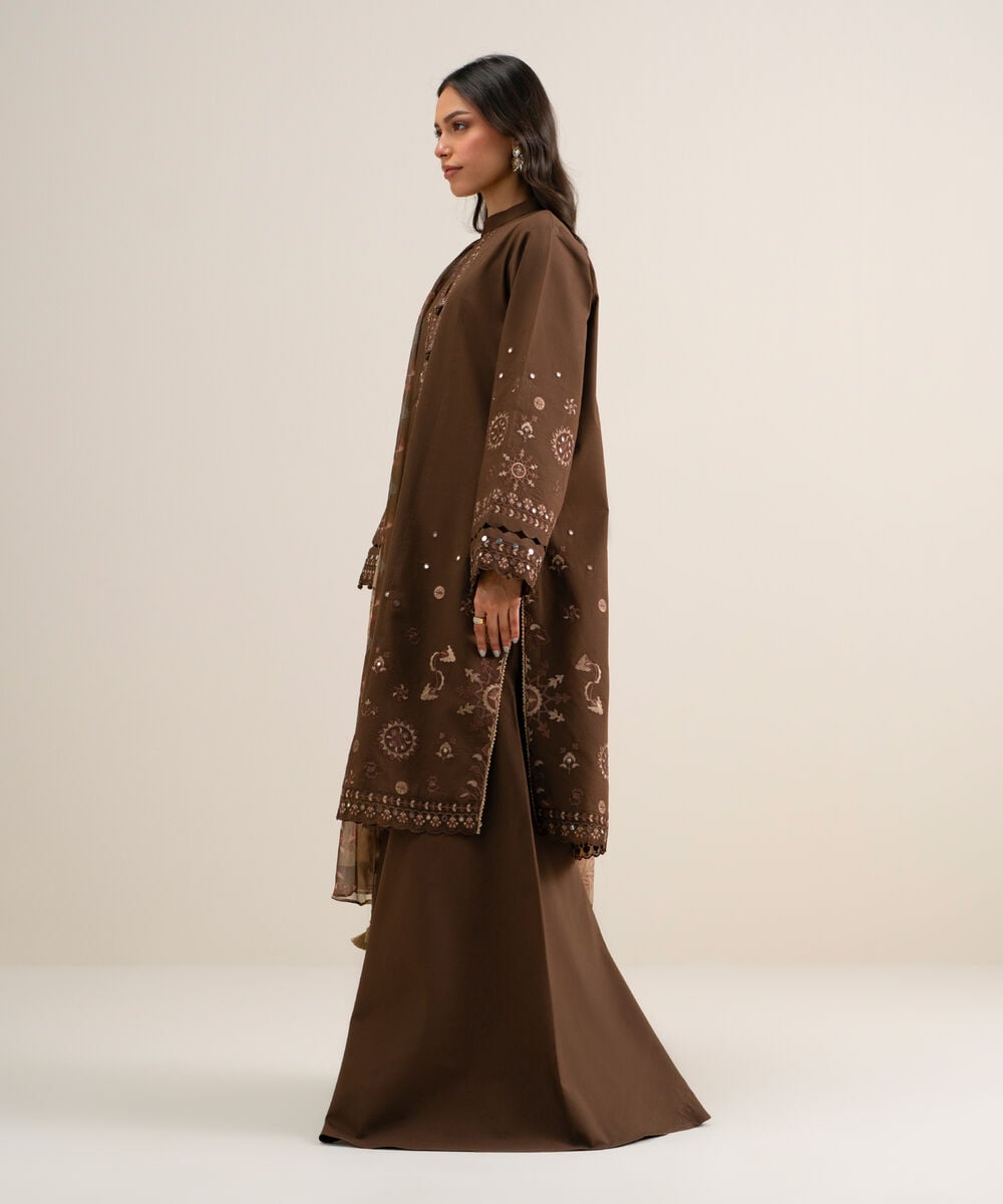 3 Piece - Embroidered Cotton Viscose Suit โ Sapphire view 3