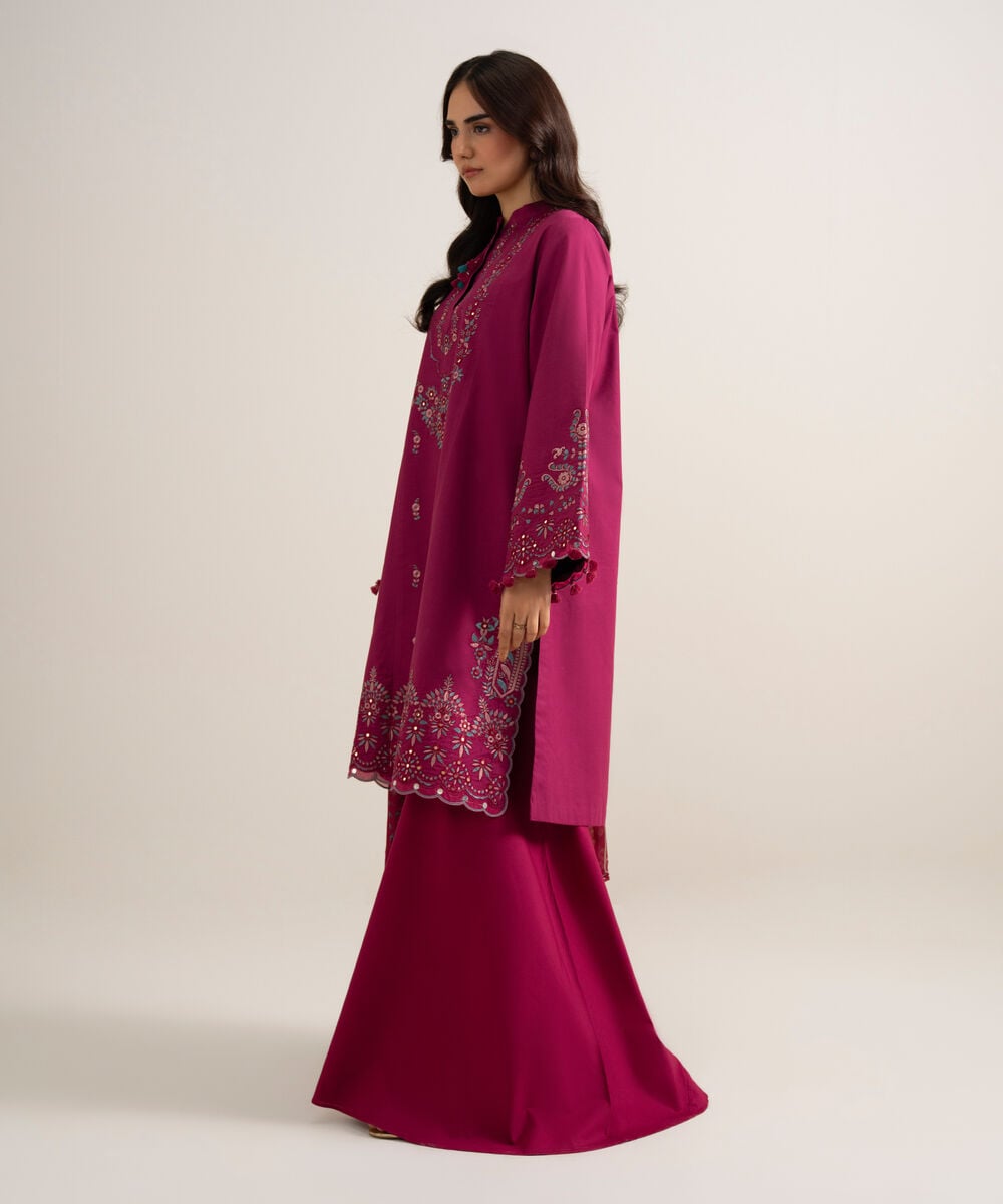 3 Piece - Embroidered Cotton Viscose Suit โ Sapphire view 3