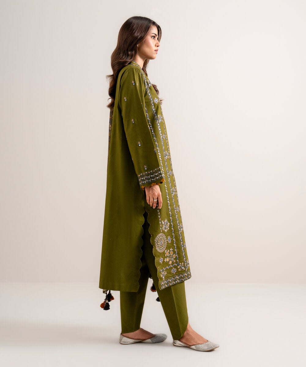 3 Piece - Embroidered Cotton Viscose Suit โ Sapphire view 3