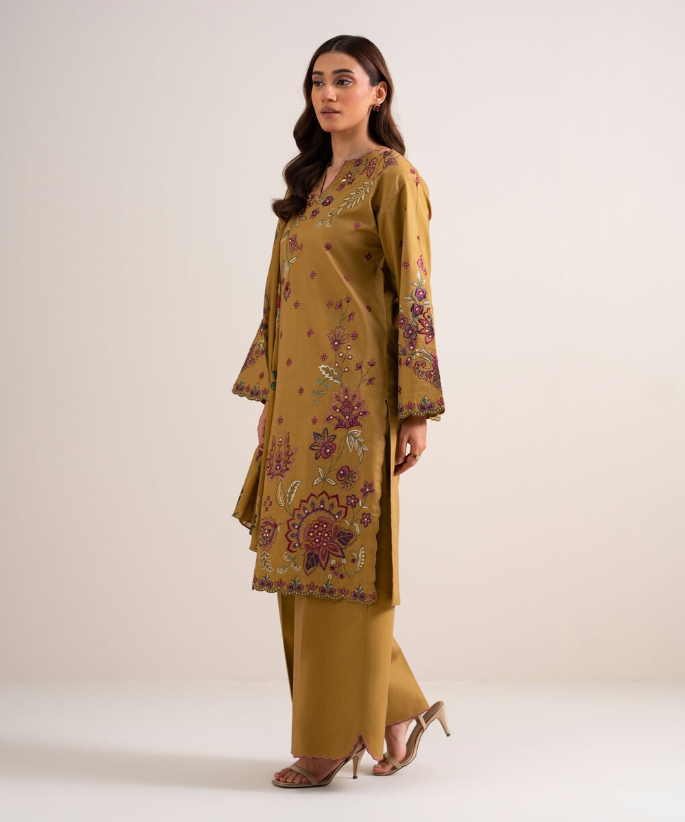 3 Piece - Embroidered Cotton Viscose Suit โ Sapphire view 3