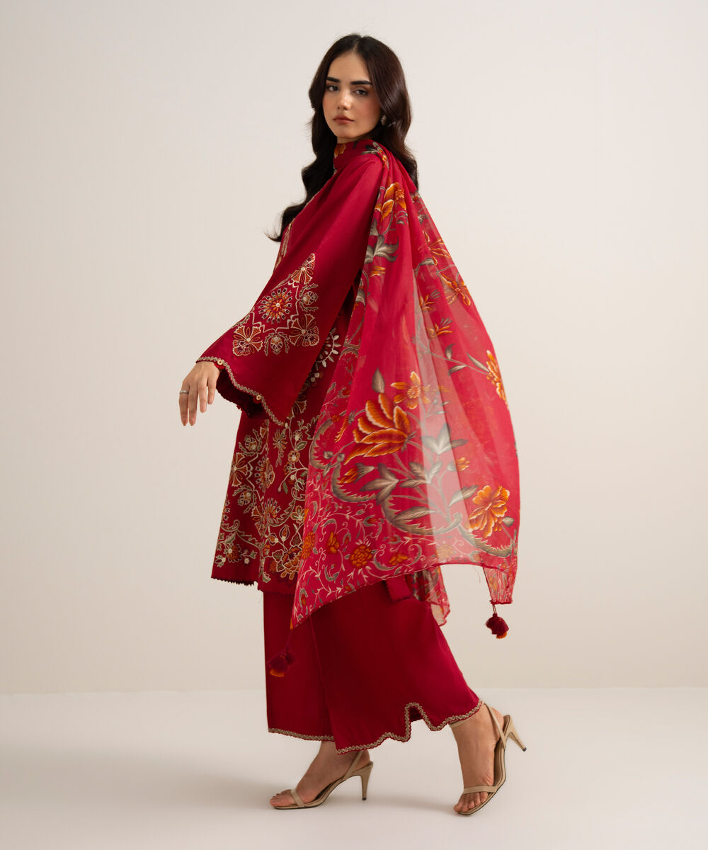 3 Piece - Embroidered Cotton Viscose Suit โ Sapphire view 3