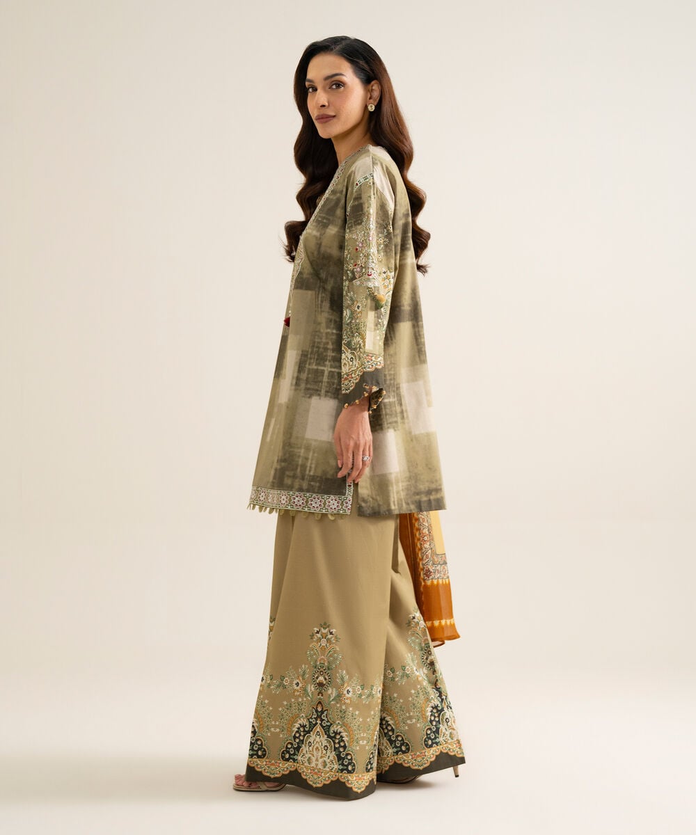 3 Piece - Embroidered Cotton Suit โ Sapphire view 3