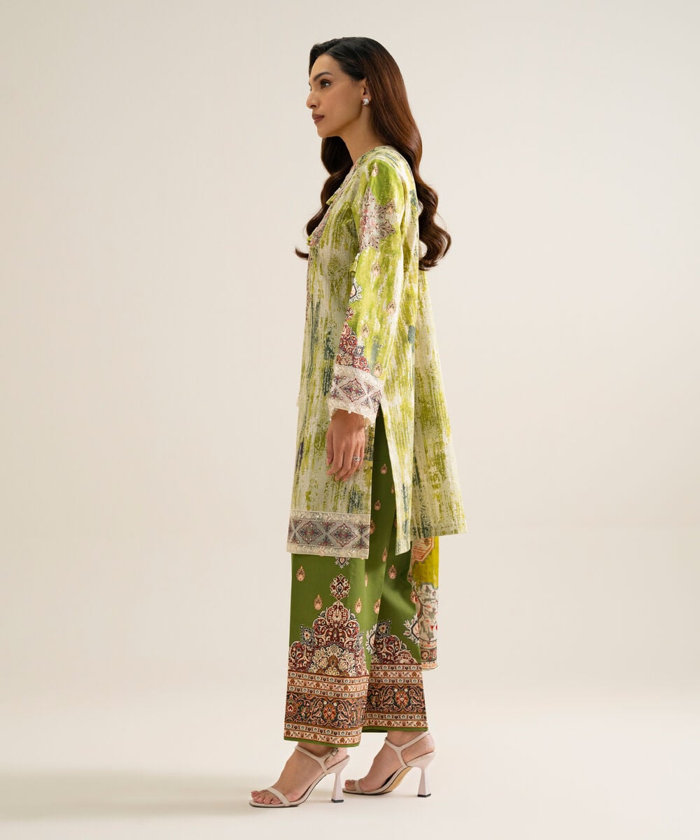 3 Piece - Embroidered Cotton Suit โ Sapphire view 3