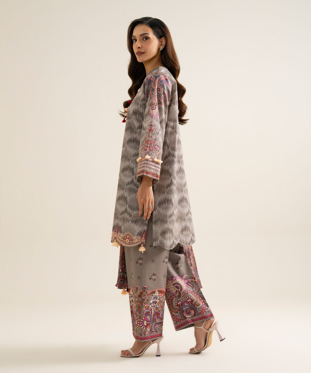 3 Piece - Embroidered Cotton Suit โ Sapphire view 3