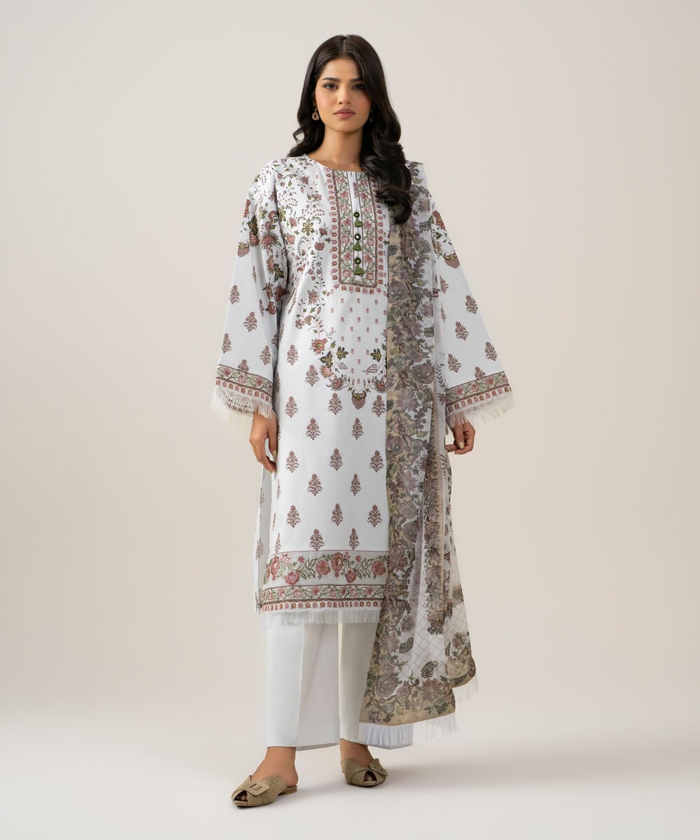 3 Piece - Embroidered Lawn Suit โ Sapphire view 3
